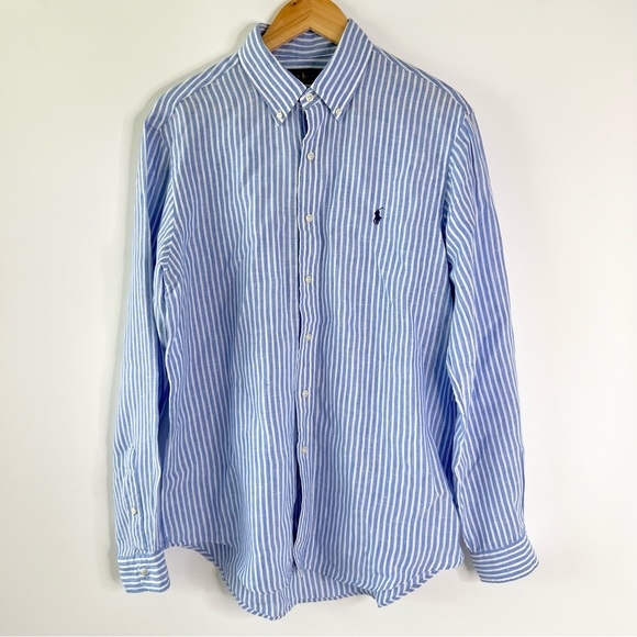 Ralph Lauren Other - RALPH LAUREN | Ocean Wash Linen Blue and White Stripe Button Long Sleeve Large